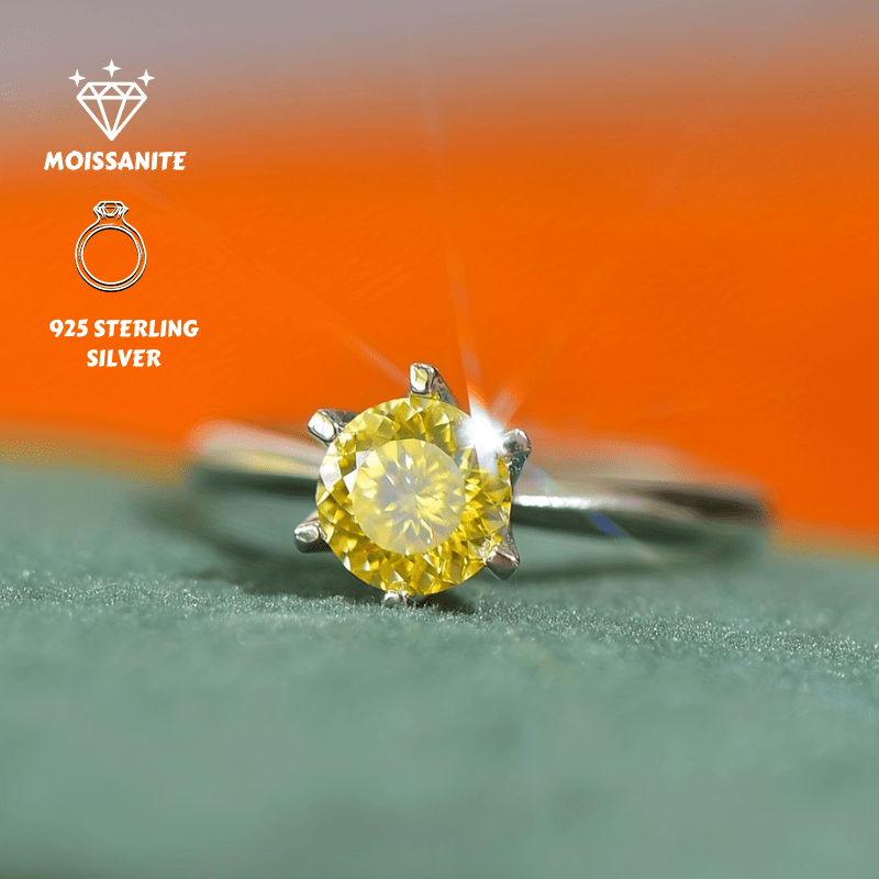 Women's 1 Carat Yellow Moissanite Ring, Daily Use